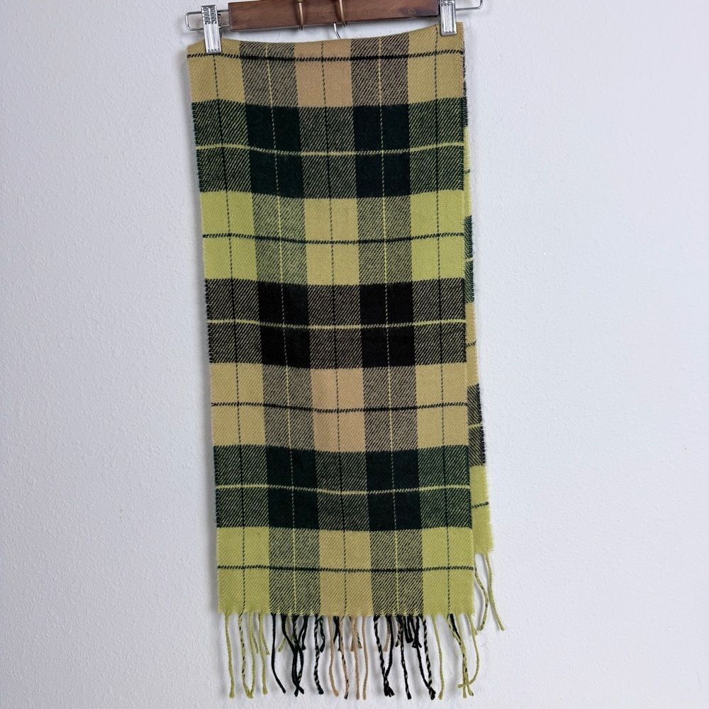 Givenchy Green Black Plaid Cashmere Blend Scarf 50”